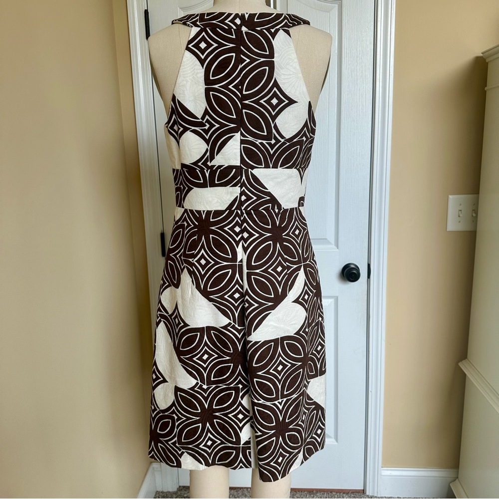 Trina Turk Brown and White Patterned Fitted Halter Dress Size 6 - Picture 5 of 10